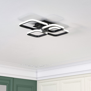 Multi-Square Chandelier Ceiling Light (Black Frame) - Black / 42W by Livingandhome