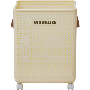 Foldable Laundry Basket with Wheels - Beige / 50cm / 31cm by Livingandhome