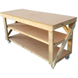 Mdf Top Workbench With Double Shelf And Wheels by Arbor Garden Solutions