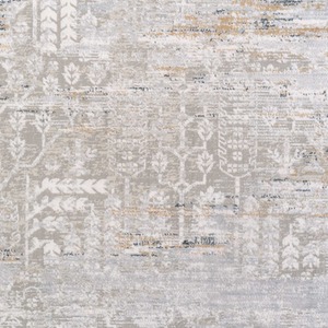 Grey Gold Distressed Aztec Motif Living Area Rug - Greige / 240 x 70cm by The Rug House