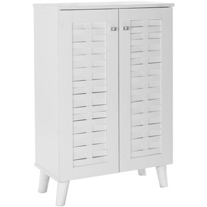 Modern Shoe Storage Cabinet 2 Doors Footwear Stand Rack Unit Cupboard - White by Timber Art Design