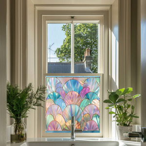 Alezio Art Deco Stained Glass Privacy Window Film by Creative Printing Solutions