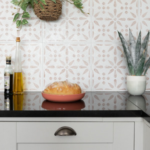 Vintage Flowers Self Adhesive Wall Tiles - Beige by d-c-fix