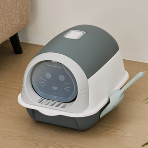 Flip-Top Space Capsule Cat Litter Box - Grey by Livingandhome