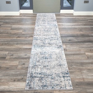 Blue Grey Distressed Tweed Effect Area Rug by The Rug House