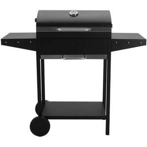 Outdoor Garden Charcoal BBQ Grill Trolley - Black by Livingandhome