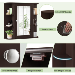 Mirrored Bathroom Hanging Cabinet - Brown by Costway