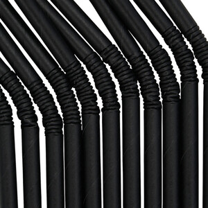Pack of 250 Flexible Paper Straws - Black