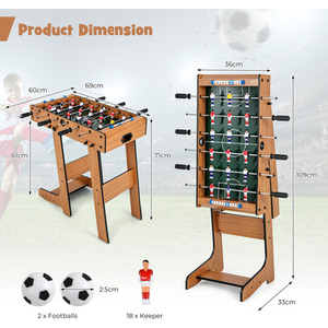 Foldable Football Table Soccer Game - Brown by Costway