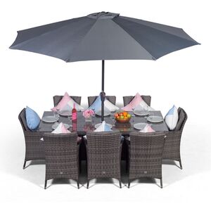 Savannah Square Rattan Patio Dining Set - Grey / 8 by Giardino