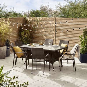 Outdoor Rattan Dining Table and Chairs - Antigua 6 Seat Brown Garden Dining Set - Brown by FurnitureboxUK