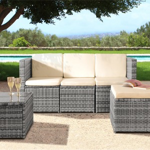 3PC Rattan Garden Patio Furniture Set - Grey by Comfy Living