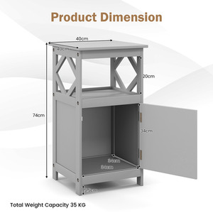 Bathroom Floor Cabinet Single Door Storage Cabinet - Grey by Costway