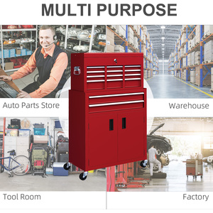 HOMCOM Portable Tool Chest with Wheels Drawers for Garage - Red by HOMCOM