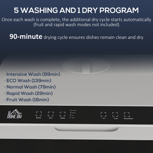 HOMCOM Table Top Dishwasher with 4 Settings by HOMCOM