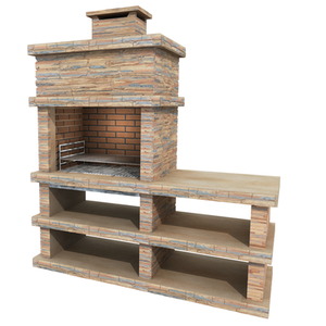 Londres Light Stone Charcoal BBQ with Side Table and Shelving - Light Stone by Callow