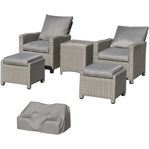 Outsunny Outdoor Rattan Lounge with Coffee Table Set - Grey by Outsunny