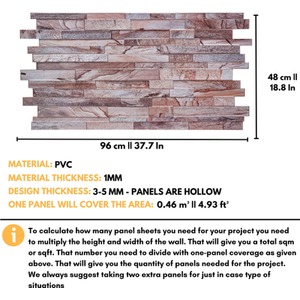 3D Wall Panels (96x48 cm) PVC Cladding Panel Rose Marble Stone Brick by NOVECRAFTO