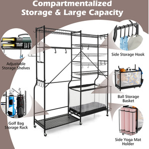 Sports Equipment Organizer - Black by Costway