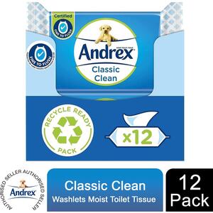 Andrex Washlets Classic Clean Biodegradable and Flushable Toilet Wipes by Andrex