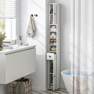 Slim Bathroom Tall Cabinet - White by Costway