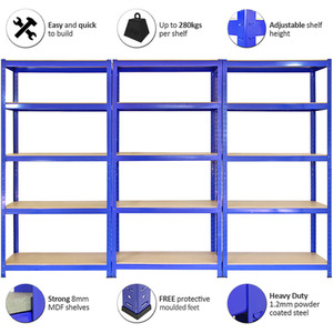 T-Rax 3 X 90cm Blue Racking and Bay Connectors - Blue by T-Rax