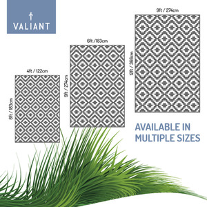 Outdoor Rug for Garden, Decking and Patio - Waterproof - Grey Geometric by Valiant