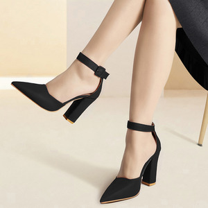 Pointed Toe Ankle Strap Heels by komore