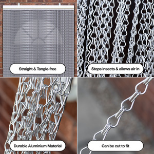 Aluminium Fly and Insect Screen Curtain for Doors - Silver by Vermatik