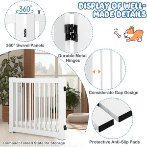 3 Panel Folding Pet Gate 207 x61CM-White - White by Costway