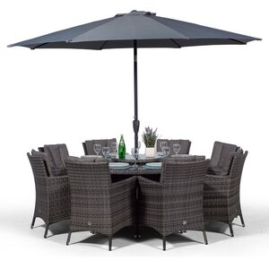 Savannah Round Rattan Patio Dining Set - Grey / 8 by Giardino