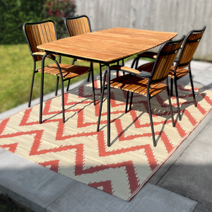 Patterned Outdoor Reversible Garden Rug - Mango Orange & Whisper White by Relsy