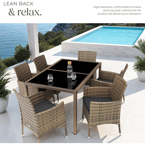 Rattan Garden Furniture Set 61 With Protective Cover - Nature/Dark Grey by tectake