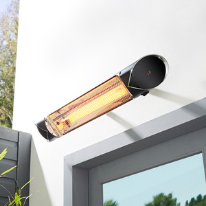 Wall Mount Indoor Outdoor Patio Heater with Timer and Remote - Black by Litecraft