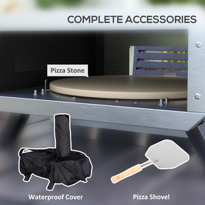Outsunny Wood Fired Pizza Oven with Rotating Pizza Stone - Black by Outsunny