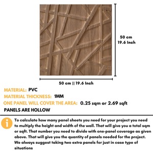 3D Wall Panels (50x50 cm) PVC Cladding Panel in Geometric Line Design by NOVECRAFTO
