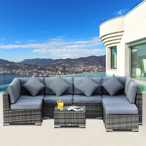 Outsunny 8 Piece Rattan Sofa Garden Furniture Set - Grey by Outsunny