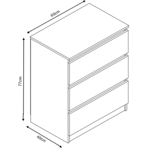 Modern 3 Drawer Chest of Drawers Matt White No Handle - Matt White by FWStyle