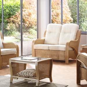 Opera Conservatory Furniture Set 2 Seater Sofa and Chairs in Jasper - Light Oak by Desser