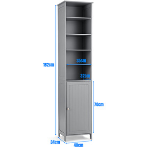 Bathroom Tall Cabinet Slim Freestanding Storage Organizer - Grey by Costway