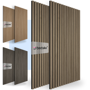 Acoustic Panel Set of 2 - Sound-Absorbing Felt, Size Adjustable - Dark Oak by tectake