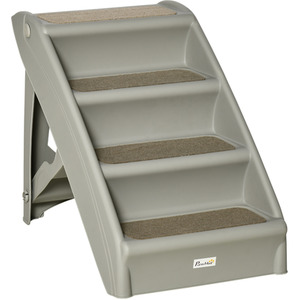 Foldable Pet Stairs Portable Dog Steps - Grey by PawHut