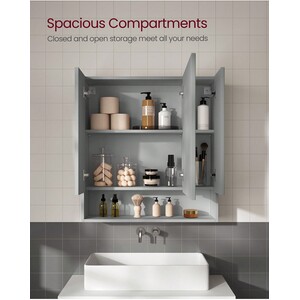 VASAGLE Bathroom Mirror Cabinet - Grey by VASAGLE