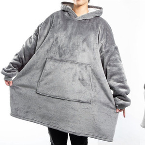 Extra-large Sherpa Hoodie Blanket - Grey