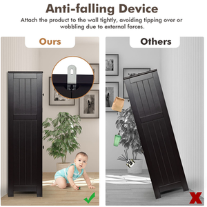 4-Door Bathroom Floor Cabinet - Black by GAINOOM