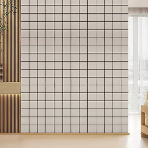 10 Tablets Per Pack Minimalist PVC Wall Tile Sticker - Black+White / Small Grid by komore