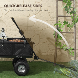 Outsunny Garden Cart with Quick-Release Sides, Removable Liner - Black by Outsunny
