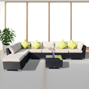 Outsunny 8 Piece Rattan Sofa Garden Furniture Set - Black by Outsunny