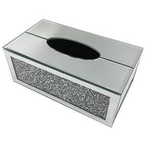 Crush Crystal Mirrored Diamante Rectangular Tissue Box Cover - Silver by Eye on Elegance Eaglewiz
