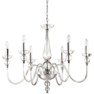Doge 6 Light Chandelier Clear Glass, E14 - Clear